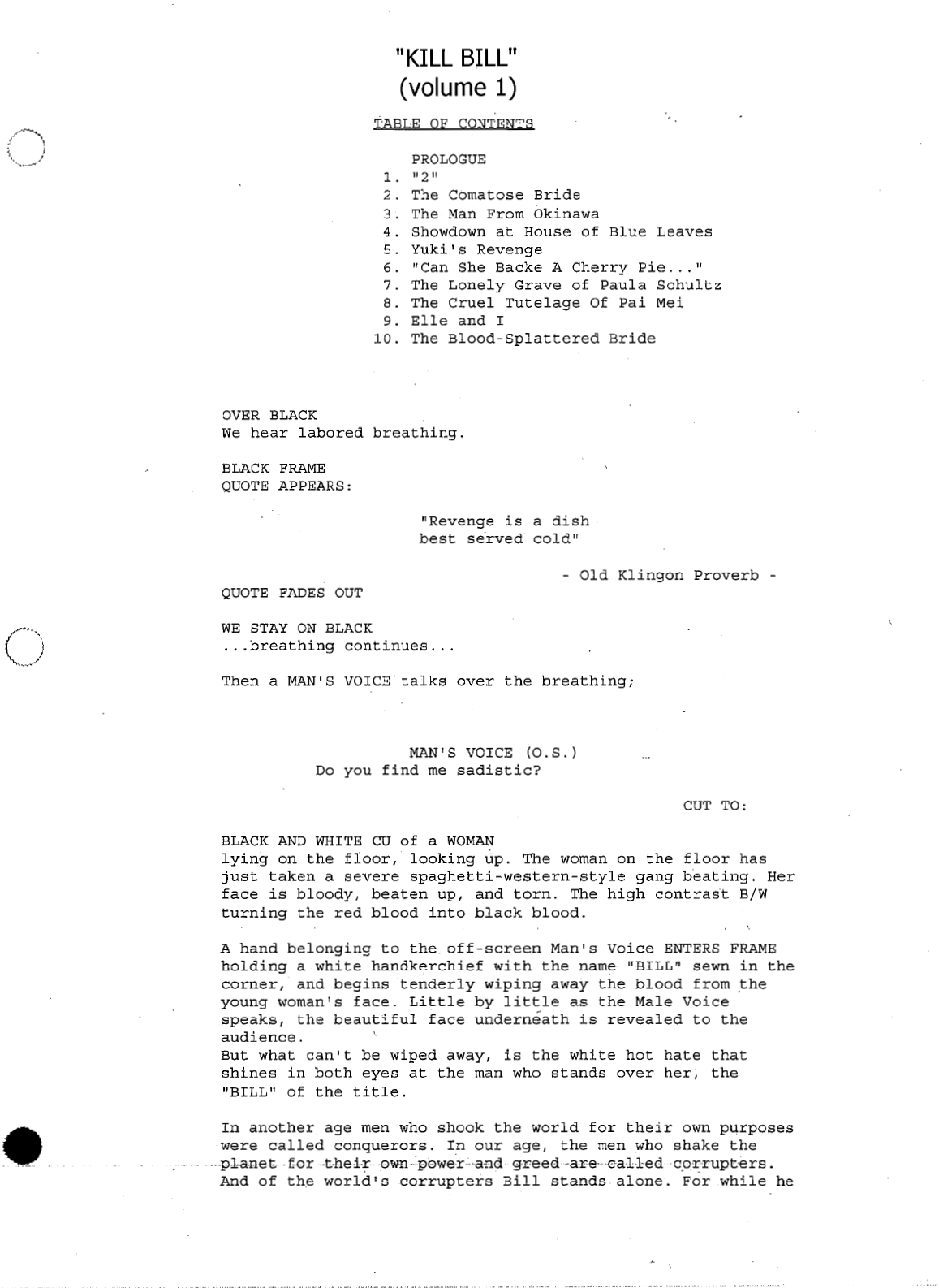 Kill Bill 1 Movie Script Screenplay Gift for Film Buffs Gift for Movie Lovers Gift Idea Movie Memorabilia Gift for Friend Gift Ideas Gifts