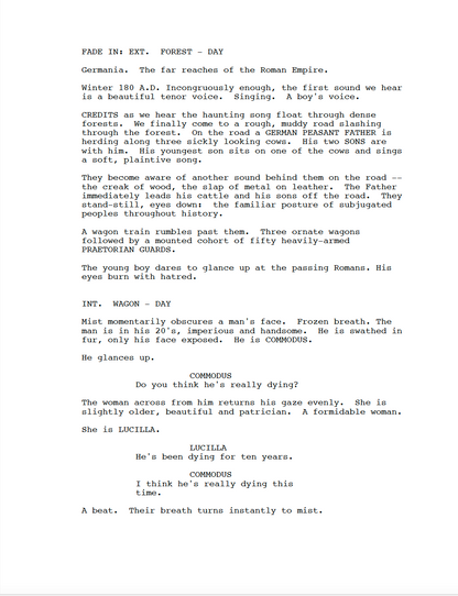 Gladiator Movie Script Screenplay Gift for Friends Birthday Gift for Movie Lovers Gift Idea Movie Memorabilia Customizable Print