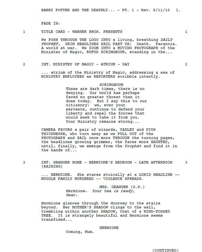 Harry Potter and the Deathly Hallows Part One Movie Script Gift for Friends Screenplay Gift for Movie Lovers Memorabilia Movie Gift Ideas