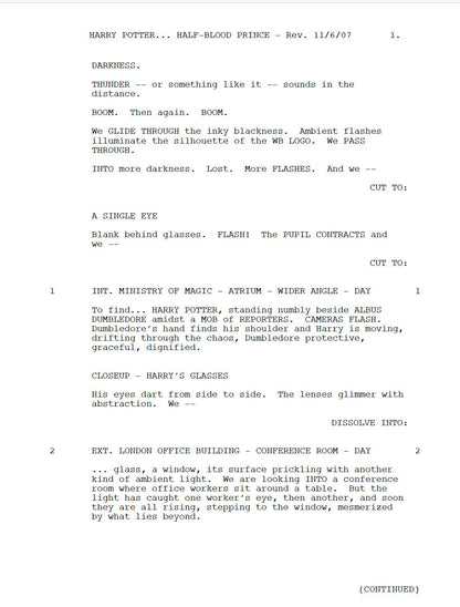 Harry Potter and the Half-Blood Prince Movie Script Gift for Friends Screenplay Gift for Movie Lovers Memorabilia Movie Gift Ideas
