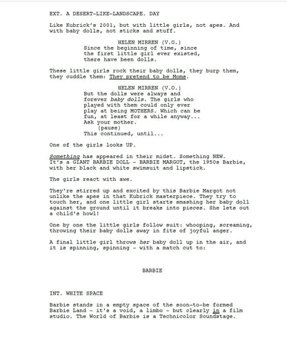 Barbie Movie Script Screenplay Gift for Film Buffs Gift for Movie Lovers Gift Idea Movie Memorabilia Gift for Friend Gift Ideas Film Gifts
