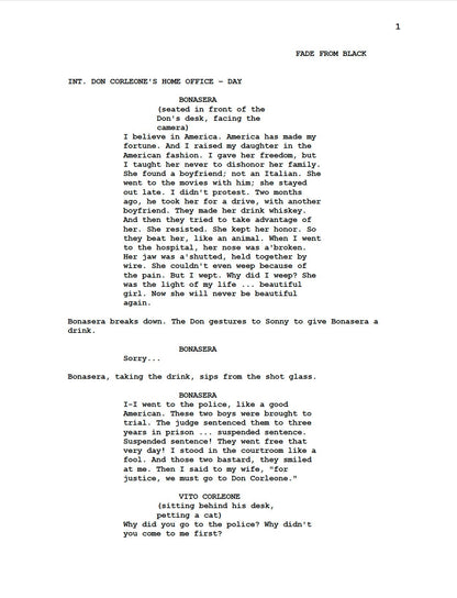 The Godfather Movie Script Screenplay Gift for Film Buffs Gift for Movie Lovers Gift Idea Movie Memorabilia Gift for Friend Gift Ideas Gifts