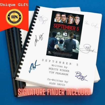 September 5 Movie Script Screenplay Gift for Film Buffs Gift for Movie Lovers Gift Idea Movie Memorabilia Gift for Friend Gift Ideas Gift