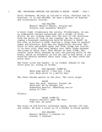 Amadeus Movie Script Screenplay Gift for Film Buffs Gift for Movie Lovers Gift Idea Movie Memorabilia Gift for Friend Gift Ideas