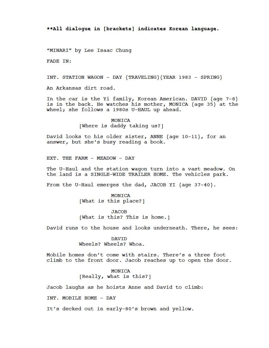 Minari Movie Script Screenplay Gift for Film Buffs Gift for Movie Lovers Gift Idea Movie Memorabilia Gift for Friend Gift Ideas