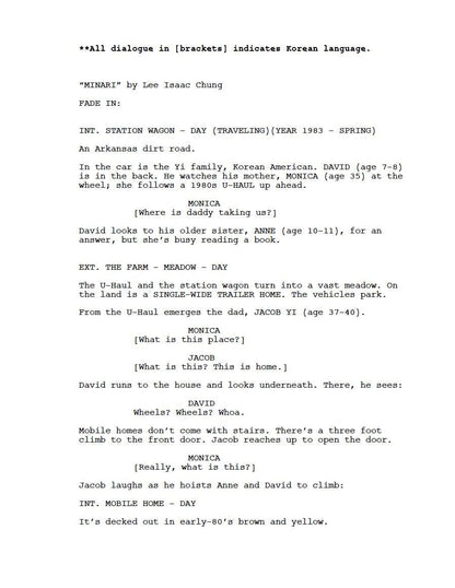 Minari Movie Script Screenplay Gift for Film Buffs Gift for Movie Lovers Gift Idea Movie Memorabilia Gift for Friend Gift Ideas