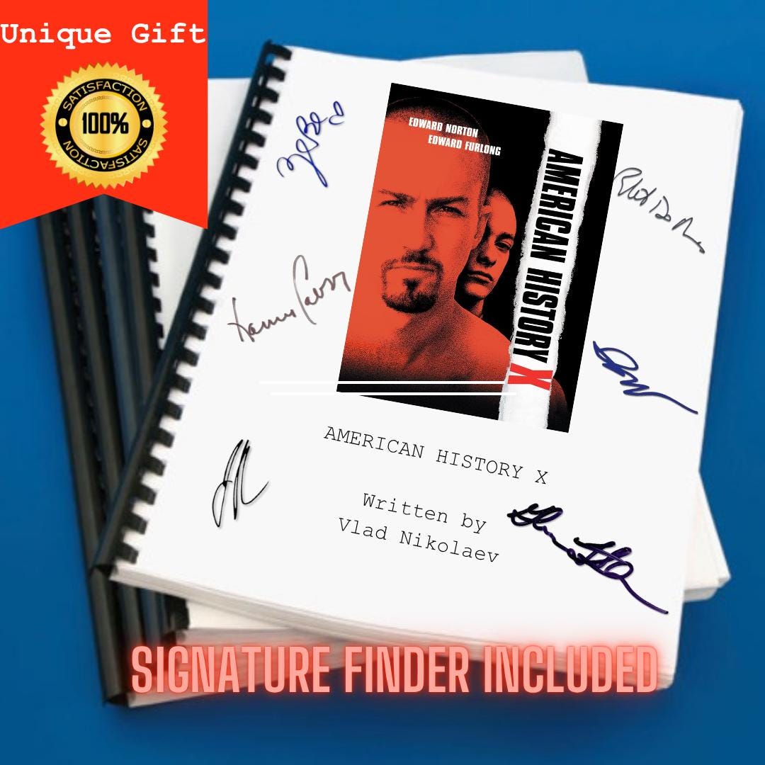 American History X Movie Script Screenplay Gift for Film Buffs Gift for Movie Lovers Gift Idea Movie Memorabilia Gift for Friend Gift