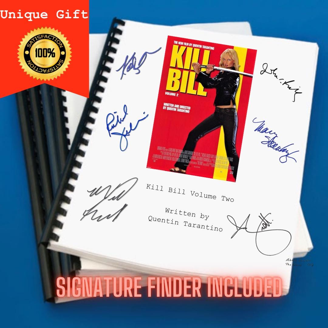 Kill Bill 2 Movie Script Screenplay Gift for Film Buffs Gift for Movie Lovers Gift Idea Movie Memorabilia Gift for Friend Gift Ideas Gifts