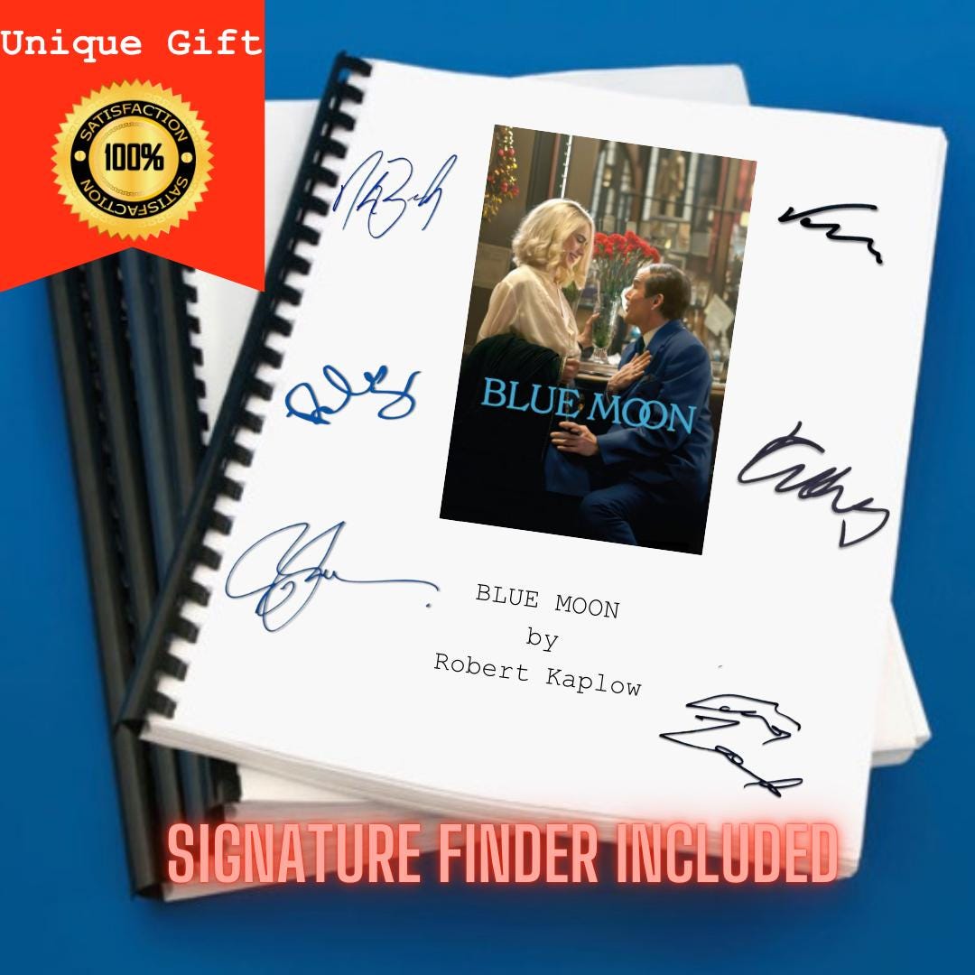 Blue Moon Movie Script Screenplay Gift for Film Buffs Gift for Movie Lovers Gift Idea Movie Memorabilia Gift for Friend Gift Ideas