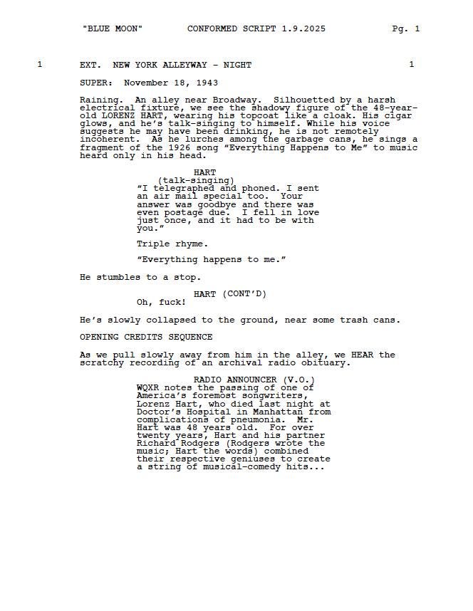 Blue Moon Movie Script Screenplay Gift for Film Buffs Gift for Movie Lovers Gift Idea Movie Memorabilia Gift for Friend Gift Ideas
