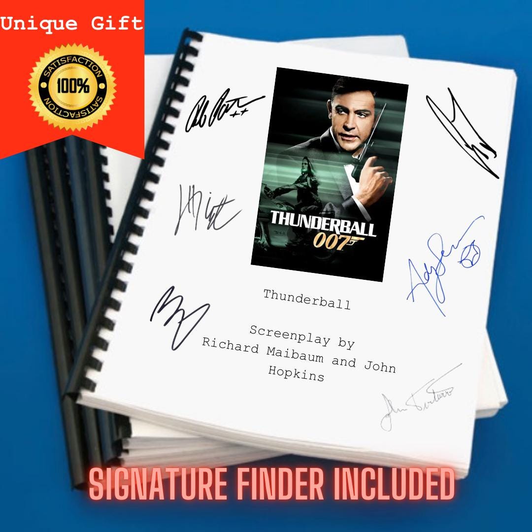 Thunderball 007 Movie Script Screenplay Gift for Film Buffs Gift for Movie Lovers Gift Idea Movie Memorabilia Gift for Friend Gift Ideas