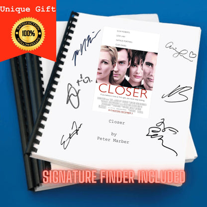 Closer (2004)  Movie Script Screenplay Gift for Film Buffs Gift for Movie Lovers Gift Idea Movie Memorabilia Gift for Friend Gift Ideas