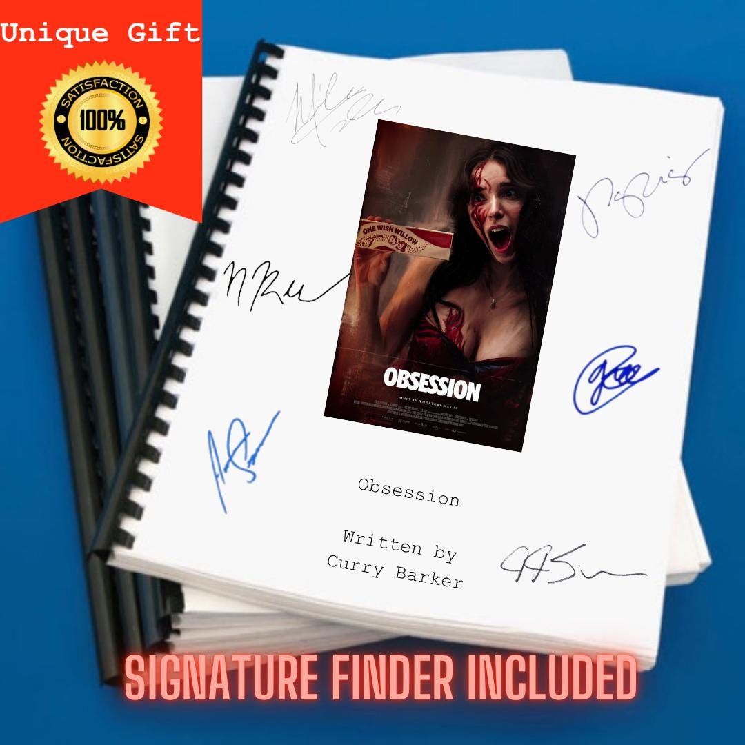 Obsession Movie Script Screenplay Gift for Film Buffs Gift for Movie Lovers Gift Idea Movie Memorabilia Gift for Friend Gift Ideas