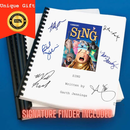 SING Movie Script Screenplay Gift for Film Buffs Gift for Movie Lovers Gift Idea Movie Memorabilia Gift for Friend Gift Ideas