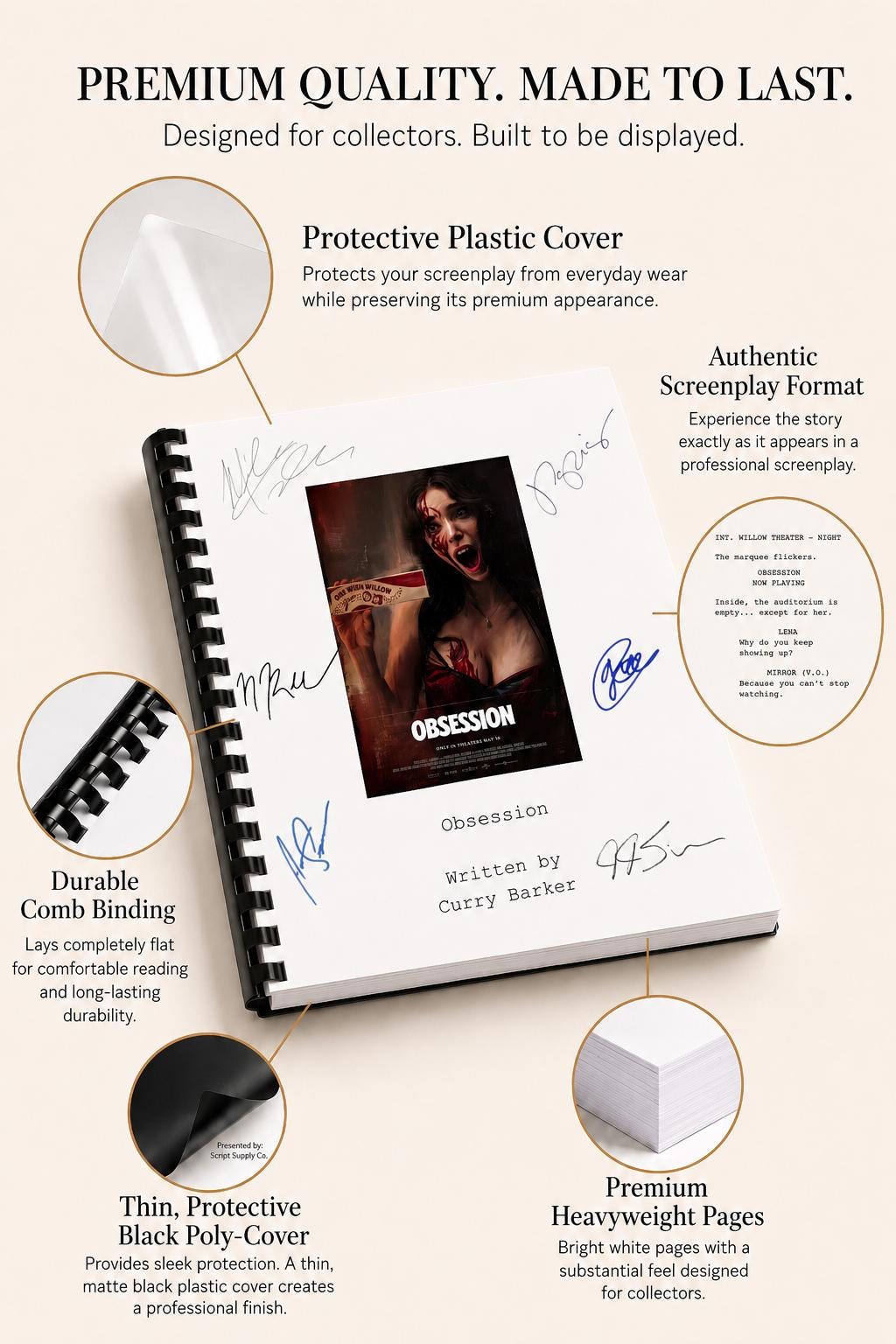 Obsession Movie Script Screenplay Gift for Film Buffs Gift for Movie Lovers Gift Idea Movie Memorabilia Gift for Friend Gift Ideas